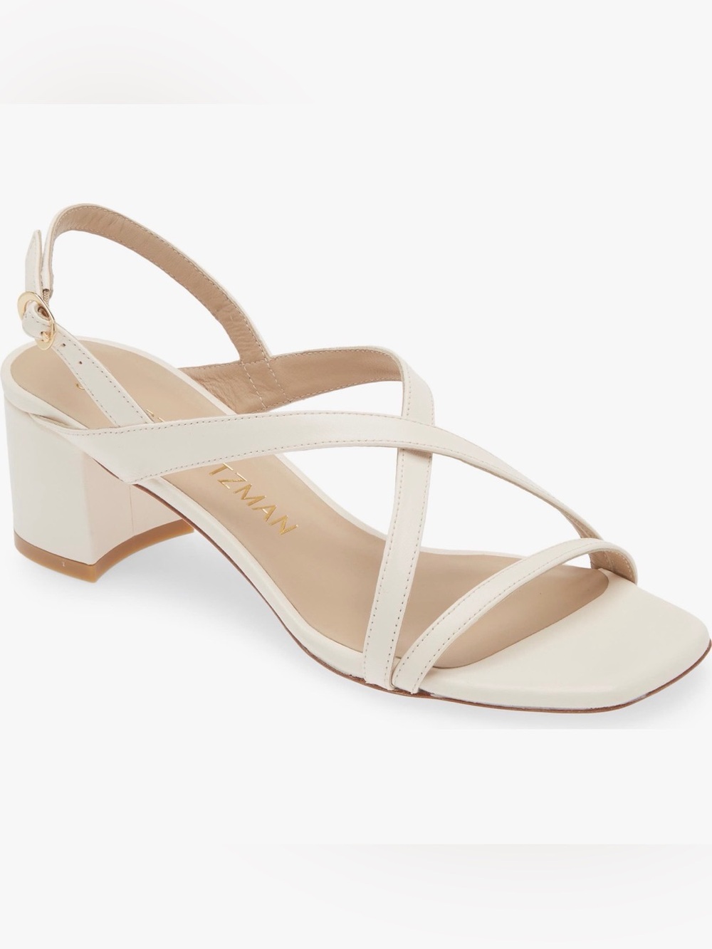 Stuart Weitzman Cream Strappy Block Heel Sandals